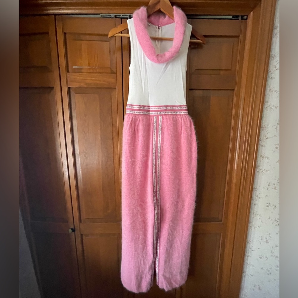 Pink and cream Sweater Maxi Dress | 70’s Vintage | Union Made in USA